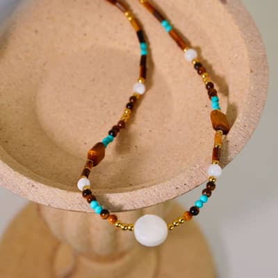 Natural Stone Freshwater Pearl Necklace, Waterproof Stainless Steel Beaded Handmade detail 5