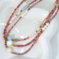 Natural Pearl Amethyst Necklace, Waterproof Stainless Steel Handmade Beaded 3