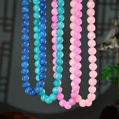Colorful Natural Stone Beads Necklace, Handmade Fade-Resistant Rose Quartz Vacation detail 4