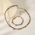 Stainless Steel Disc Pendant Natural Stone Beaded Necklace Bracelet Set Waterproof Handmade Party Gift 3