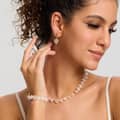 Creative Design Heart Natural Stone Beaded Necklace Bracelet Earrings Set Waterproof Stainless Steel 4