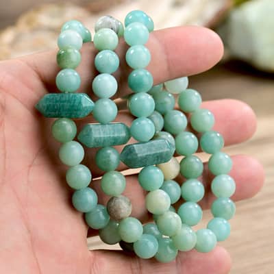 Natural Stone Crystal Agate Beaded Bracelet Hexagonal Column Handmade Fade Resistant detail 1