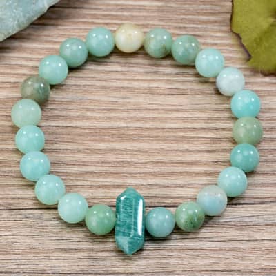 Natural Stone Crystal Agate Beaded Bracelet Hexagonal Column Handmade Fade Resistant detail 5