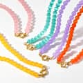 INS Style Natural Stone Beaded Necklace, Waterproof Stainless Steel Clasp Charm 1