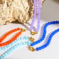 INS Style Natural Stone Beaded Necklace, Waterproof Stainless Steel Clasp Charm 2