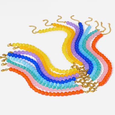 INS Style Natural Stone Beaded Necklace, Waterproof Stainless Steel Clasp Charm detail 5