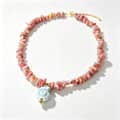 Ceramic Conch Pendant Natural Rhodonite Necklace Handmade Beaded Anklet Bracelet Set Ocean Jewelry 1