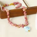 Ceramic Conch Pendant Natural Rhodonite Necklace Handmade Beaded Anklet Bracelet Set Ocean Jewelry 5