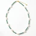 INS Style Mint Amethyst Natural Stone Freshwater Pearl Necklace, Waterproof Handmade Beaded 1