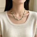 INS Style Mint Amethyst Natural Stone Freshwater Pearl Necklace, Waterproof Handmade Beaded 3