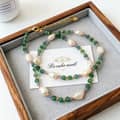 INS Style Mint Amethyst Natural Stone Freshwater Pearl Necklace, Waterproof Handmade Beaded 4
