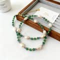 INS Style Mint Amethyst Natural Stone Freshwater Pearl Necklace, Waterproof Handmade Beaded 5