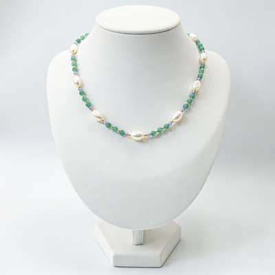 INS Style Mint Amethyst Natural Stone Freshwater Pearl Necklace, Waterproof Handmade Beaded detail 6