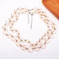 Vintage Champagne Double Layer Resin Beaded Necklace, Waterproof Handmade Evening Party 3