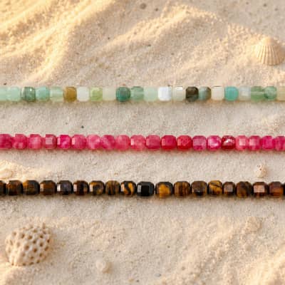 Natural Gemstone Beaded Necklace, Mixed Color Non-Fading Bead With Pearl Charm detail 2
