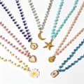 INS Style Handmade Natural Stone Beaded Stainless Steel Pendant Necklace, Shell Flower Waterproof 1