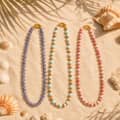 18K Gold Plated PVD Beaded Necklace, Handmade Natural Gemstone Bohemian Summer 2