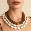 Vintage Irregular Geometric Oval Double Layer Beaded Necklace, Waterproof Resin Beads 2