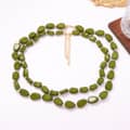 Vintage Irregular Geometric Oval Double Layer Beaded Necklace, Waterproof Resin Beads 4