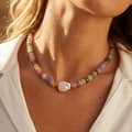 Natural Gemstone Bead Necklace, Waterproof Non-Fading Freshwater Pearl With Shell Bead 1