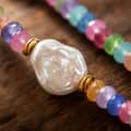Natural Gemstone Bead Necklace, Waterproof Non-Fading Freshwater Pearl With Shell Bead 6