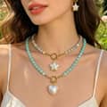 Handmade Beaded Necklace, Natural Gemstone 316 Stainless Steel Baroque Pendant 3