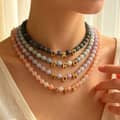 Bubble Letter Beaded Necklace, Natural Gemstone 18K PVD Rust-Proof Waterproof 1