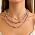 Bubble Letter Beaded Necklace, Natural Gemstone 18K PVD Rust-Proof Waterproof 2