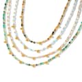 Bohemian Natural Stone Beaded Necklace, Stainless Steel Crystal Waterproof Handmade 1