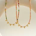Colorful Natural Stone Freshwater Pearl Beaded Necklace, Stainless Steel Waterproof Handmade 2