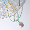 Natural Pearl Pendant Necklace, Amazonite Natural Stone Beaded Handmade Waterproof 3