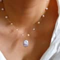 Natural Pearl Pendant Necklace, Amazonite Natural Stone Beaded Handmade Waterproof 5