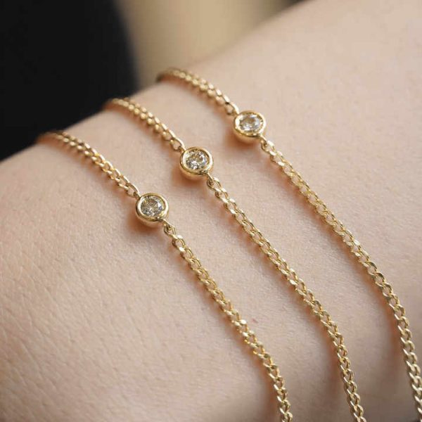 Dropshipping Luxury Fashion Real Pure 18K Gold Diamond Charms Jewelry Women Ladies Bridal Engagement Wedding Anklet
