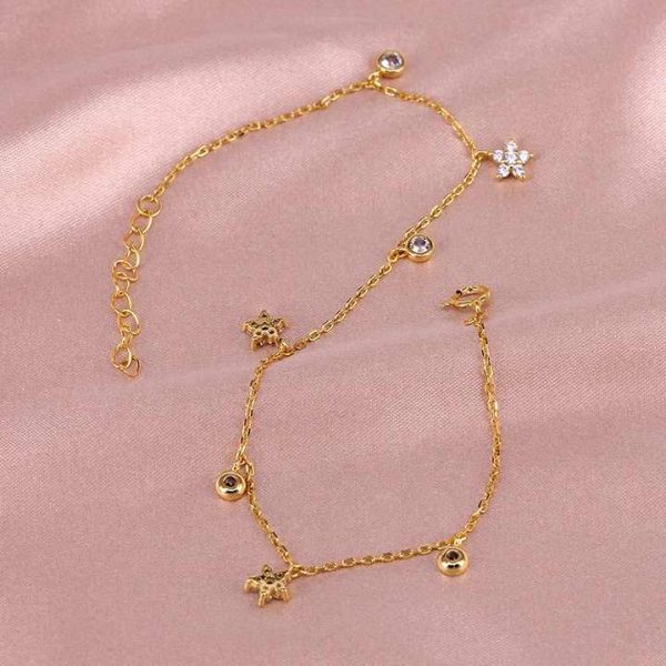 Real 925 Sterling Silver Anklets Women Foot Chain Star Round Ball Zircon Chain Anklet Minimalist 925 Silver Fashion Fine Jewelry