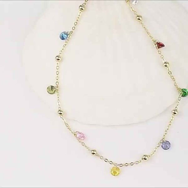 Trendy 925 Sterling Silver Anklet with Colored Zirconia for Women - Summer Fine Jewelry Accessories