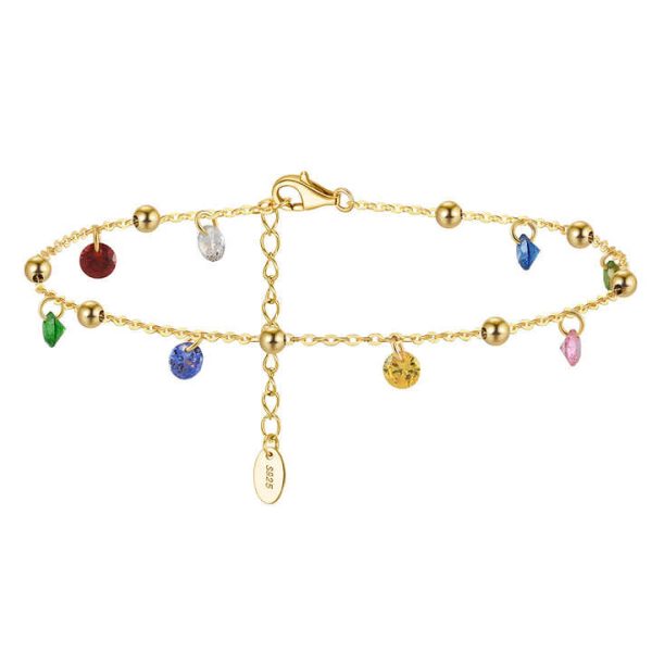 Colored Zirconia Anklets for Women 925 Sterling Silver Anklets for Women Summer Accessories Fine Jewelry Anklet