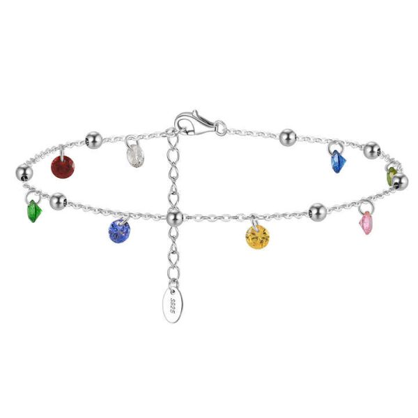 Colored Zirconia Anklets for Women 925 Sterling Silver Anklets for Women Summer Accessories Fine Jewelry Anklet