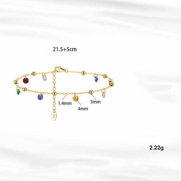 Colored Zirconia Anklets for Women 925 Sterling Silver Anklets for Women Summer Accessories Fine Jewelry Anklet