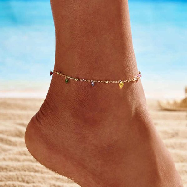 Colored Zirconia Anklets for Women 925 Sterling Silver Anklets for Women Summer Accessories Fine Jewelry Anklet