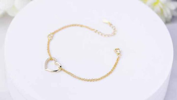 Trendy Heart 925 Sterling Silver Anklet Simple Custom Design Unisex Jewelry Gift