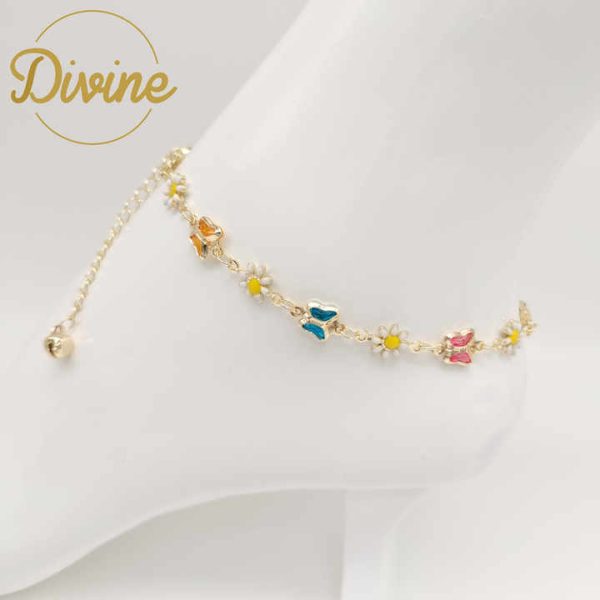 New Design Eye Anklet Wholesale Fashion 18k Gold Feet Chain Jewelry Fashion High Quality Brass butterfly Anklets for Women