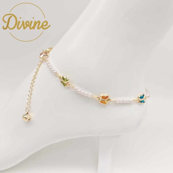 New Design Eye Anklet Wholesale Fashion 18k Gold Feet Chain Jewelry Fashion High Quality Brass butterfly Anklets for Women