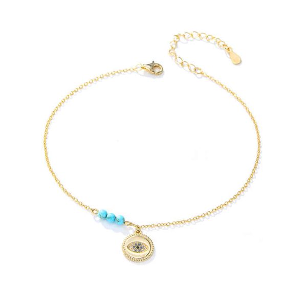 Fashion Fine Jewelry Summer Beach Ankle Bracelet Sandals Jewelry Silver 925 Anklet Devil's Eyes Turquoise Foot Chain