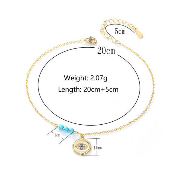 Fashion Fine Jewelry Summer Beach Ankle Bracelet Sandals Jewelry Silver 925 Anklet Devil's Eyes Turquoise Foot Chain