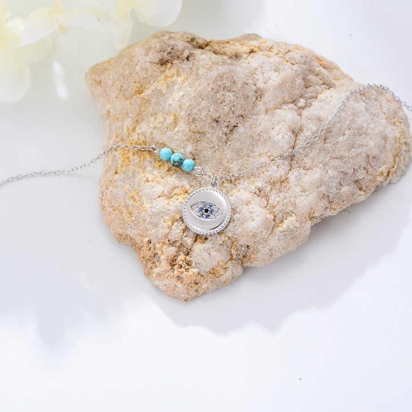 Fashion Fine Jewelry Summer Beach Ankle Bracelet Sandals Jewelry Silver 925 Anklet Devil's Eyes Turquoise Foot Chain