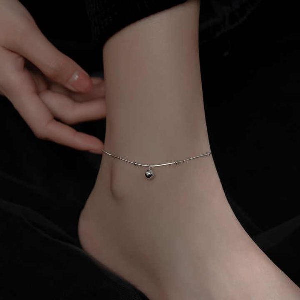 Fashion Round Bead Chain Charm Anklet Gold Plated 925 Sterling Silver Fine Jewelry Anklets for Women