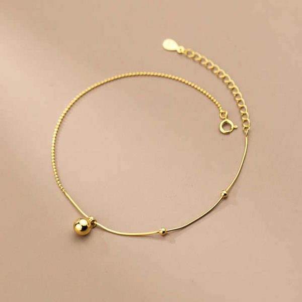 Fashion Round Bead Chain Charm Anklet Gold Plated 925 Sterling Silver Fine Jewelry Anklets for Women