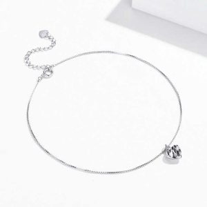 Fine Jewelry Women Gift OEM/ODM Custom 925 Sterling Silver Heart Pendant Charms Anklets