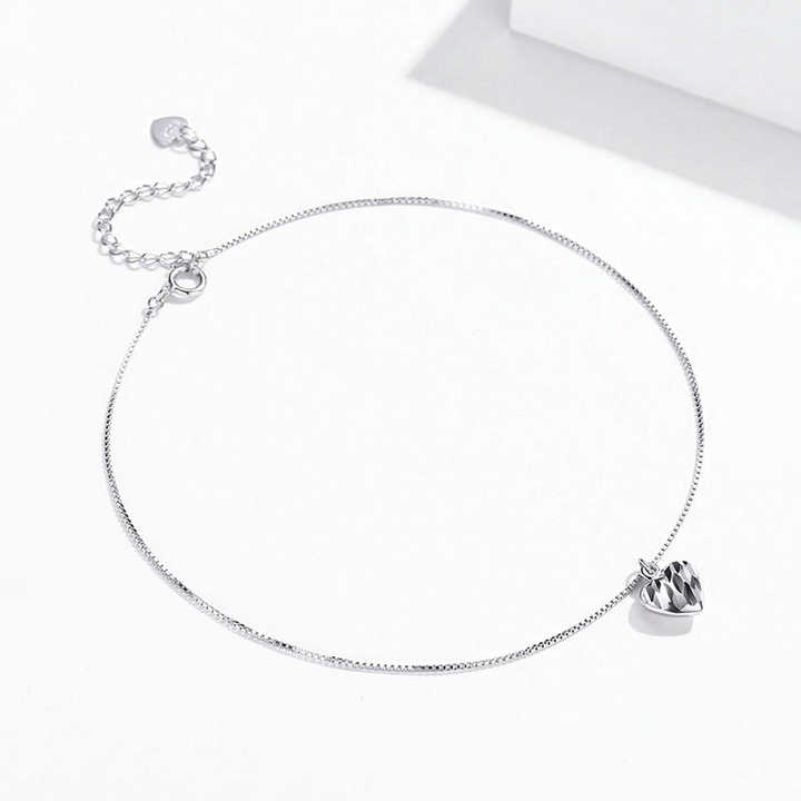 Fine Jewelry Women Gift OEM/ODM Custom 925 Sterling Silver Heart Pendant Charms Anklets