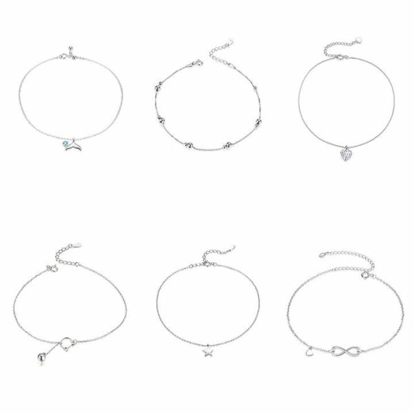 Fine Jewelry Women Gift OEM/ODM Custom 925 Sterling Silver Heart Pendant Charms Anklets